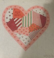 Kate Dickerson Patchwork Heart Handpainted Needlepoint Canvas with STITCH GUIDE picture
