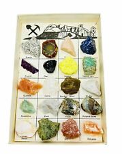 Vintage Rock and Mineral Collection Display Box 20 Stones  picture