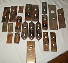 LOT VTG ART DECO BRASS or Steel Lock Plates/Door Pulls With attachment hardware picture