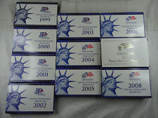 1999-2008 US Mint Proof Sets OGP Box & COA Lot 109 Coins (10 Annual Sets) picture