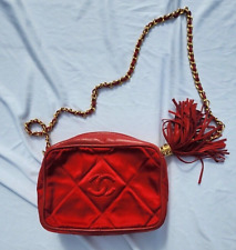 Vintage Chanel 1986 Mini Quilted Satin Red Leather Shoulder Bag - Pristine, Rare picture