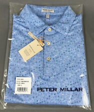 Peter Millar Golf Shirt Polo CS Summer Comfort Light Of My Life Print Large Blue picture