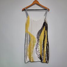 Catherine Malandrino Women's Sequin Silk Mini Dress Size 10 Yellow Rihanna picture