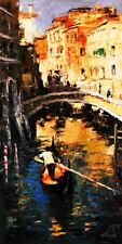 The Lone Gondolier by Elena Bond Hand Embellished Giclee on Canvas UNFRAMED picture