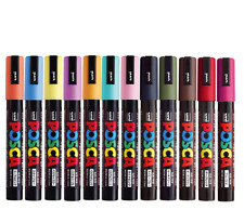 Posca Paint Pens Markers Medium Point Set PC-5M | 12 Pastel & Dark Colors picture