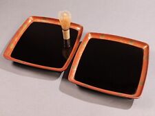 Vintage Japanese Lacquer Ware Wooden Pair Tea Trays 9.6inch Makie Tea Ceremony picture