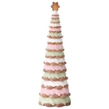 New Christmas Pink PASTEL ICING GINGERBREAD COOKIE TREE Statue Figurine 14