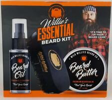 Wild Willie's ESSENTIAL BEARD KIT Beard Oil Brush Beard Balm Men's Grooming Set picture