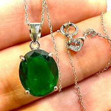Emerald Necklace 925 Sterling Silver Italy Pendant for Women lab-created Gift picture