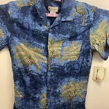 Havana Jacks Cafe Men's Hawaiian Palm Tree Button Down Shirt Blue Size Large picture