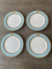 Set of 4 Gorgeous Minton Dinner Plates ￼￼ turquoise, Gold Border Hand Painted picture