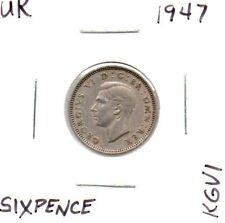 1947 UK Great Britain KING GEORGE VI SIXPENCE as pictured picture