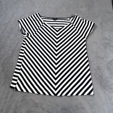 Ann Taylor Factory Women's Large Striped Top Black White Rayon Blend picture