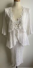 Vintage Claire Pettibone White Embroidery Lace Gown w Bolero Boho Bridal Night picture