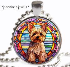 Yorkshire Terrier Faux Stained Glass Necklace Yorkie Dog Mom Gift ART PRINT picture
