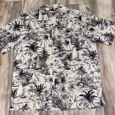 Havana Jacks 100% Silk Hawaiian Palms & Sailboats, Medium Short Sleeve Shirt picture