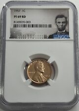 1957 P NGC PF69 RD RED PROOF LINCOLN WHEAT PENNY 1C ONE CENT PORTRAIT LABEL picture