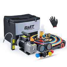 OMT 4CFM Vacuum Pump HVAC Refrigeration AC Manifold Gauge Set Leak Detector Bag picture