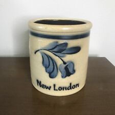 Shadowlawn Pottery CROCK Stoneware Blue Flower New London Salt Glaze 6