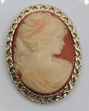 Vintage Cameo Brooch Pin Signed Lisa, Lisa Jewels Costume Jewelry 1970s picture