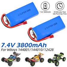 2pcs 7.4v 3800mah Rc 2s Lipo Battery T Plug For Wltoys 144001 144010 124016 picture