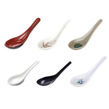 Set of 12 Chinese Melamine Wonton Soup Spoons Black Red Green Beige White picture