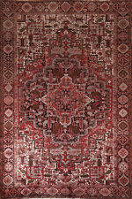 Vintage Traditional Geometric Wool Heriz Living Room Area Rug 9x13 Handmade Rug picture