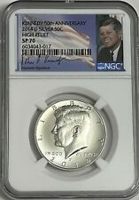 2014 D NGC SP70 SILVER KENNEDY 50C HIGH RELIEF 50TH ANNIVERSARY SIGNATURE LABEL picture