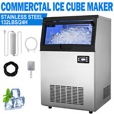132lbs Built-in Commercial Ice Maker Stainless Steel Freestanding Cube Machine picture