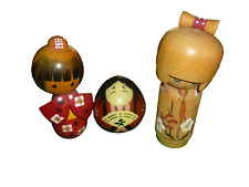 Kokeshi Dolls Vintage {lot of 2} & Japanese Plastic Coin Piggy Bank  Doll picture