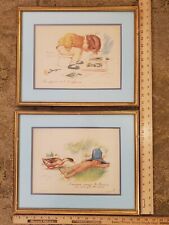 RARE ANTIQUE 1931 FRAMED GEORGES REDON camillas print Buisness is Business Worms picture