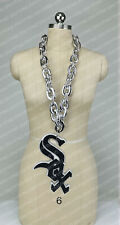 New MLB CHICAGO WHITE SOX SILVER Jumbo Big Fan Chain Necklace Foam MI USA picture