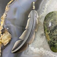 Billy Long Native American Sterling Oxidized Feather Unisex Pendant Necklace picture