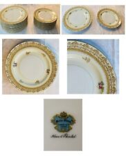 VINTAGE Meito Dinnerware Plates Hand Painted Yellow Gold Pink Rose 23-Piece Set picture
