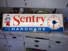 Vintage Sentry Hardware Store Hanging Wall Clock Sign Advertisement 50x5.5x14.75 picture