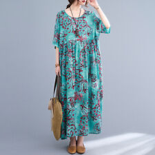Women's Casual Loose Vintage Floral Print Long Maxi Shirt Dress Kaftan Sundress picture