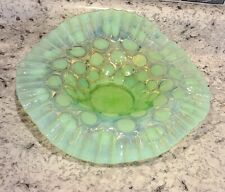 Northwood Green Opalescent Coin Spot Tri Fold Bowl picture