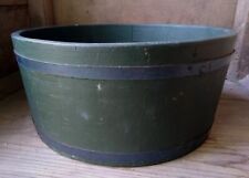 Early Primitive Wooden Miniature Washtub Original Old Green Paint Bucket picture