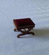 Vintage Sonia Messer Dollhouse Miniature Wood Velvet Stool 1:12 Scale picture