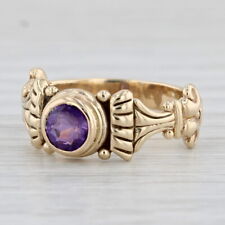 0.55ct Round Amethyst Solitaire Ring 14k Yellow Gold Size 7 picture