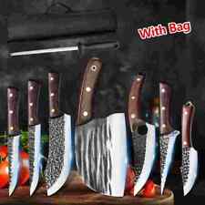 9PCS Handmade HAND FORGED DAMASCUS STEEL CHEF KNIFE Set Kitchen Knives Set w/Bag picture