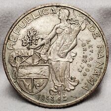 1953 Panama Balboa Large World Silver Coin Xf Low Mintage 50k picture