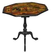 Antique Tea Table, Tilt Top, George III Sty,  Paint Decorated, Octagonal, 1700s picture