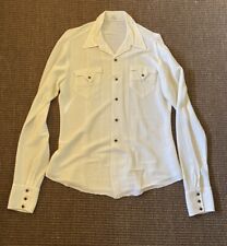 Vintage 1950s Rockabilly Lurex White and Silver Western Shirt 15 ML picture
