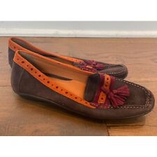 Geox Respira Slip On Leather Suede Tasseled Loafers Brown Women's Sz 39.5 US 9.5 picture