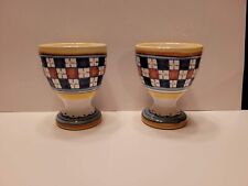 Pair of G.P. Gialletti Pimpinelli Deruta Italy Pottery Egg Cups  picture