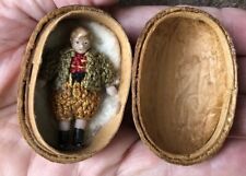 Early Antique 1-3/4” Bisque Carl Horn Boy Doll Jointed W/ Early Dresden Walnut picture