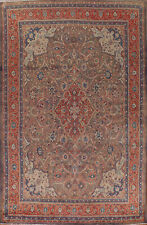 Vintage Brown/ Orange Wool Saroouk Handmade Living Room Area Rug 9x13 Carpet picture