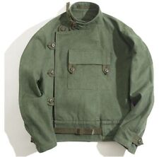Men's Vintage Swedish Motocycle Jacket Cotton Army Military Workwear Green Coat picture