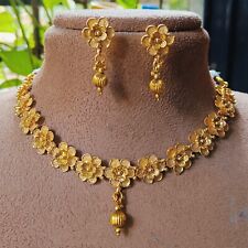 Bollywood Indian 22K Gold Plated Jewelry Wedding Beautiful Necklace Earrings Set picture